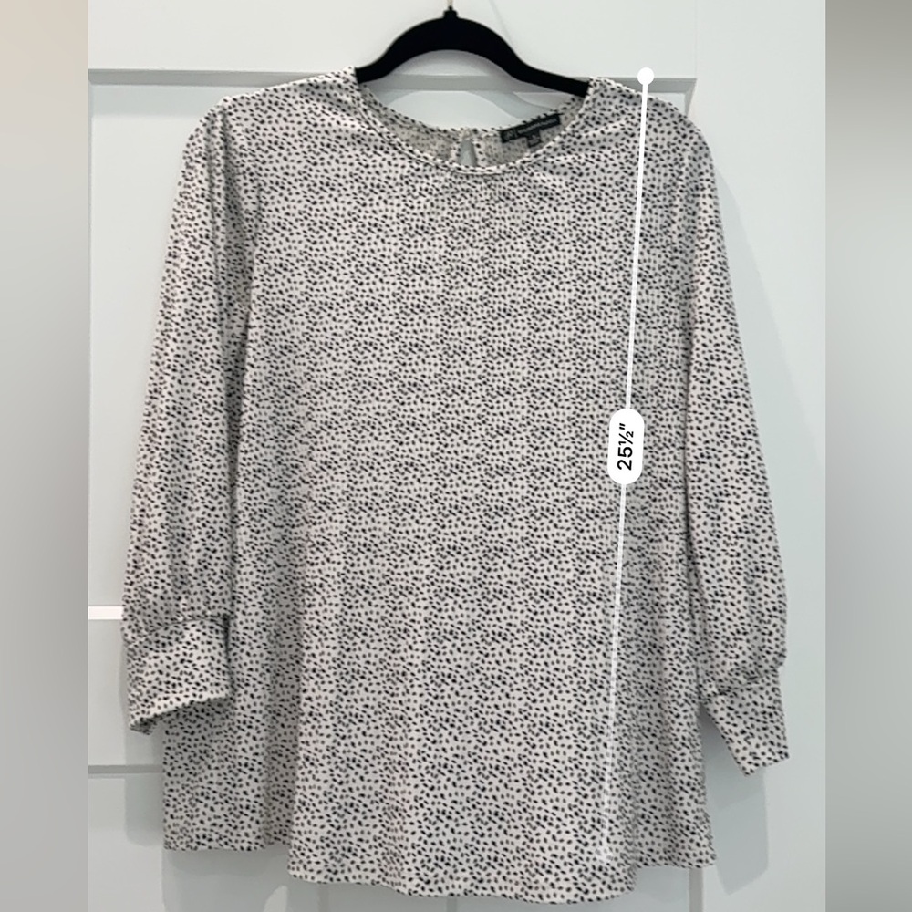 Adrianna Papell Cream & Black Print Blouse, Business Casual Top- Size‎ Small - Picture 4 of 9